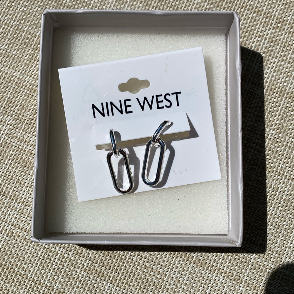 Nine West silver tone rectangle pierced earrings